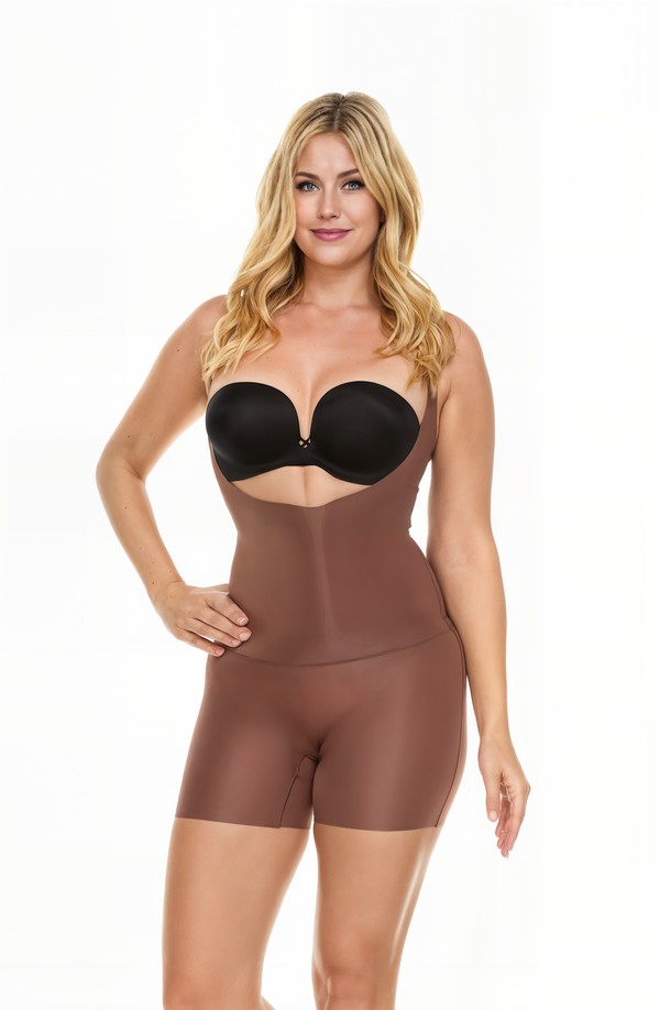 Open-Bust Mid-Thigh Bodysuit ( Wear Your Own Bra)